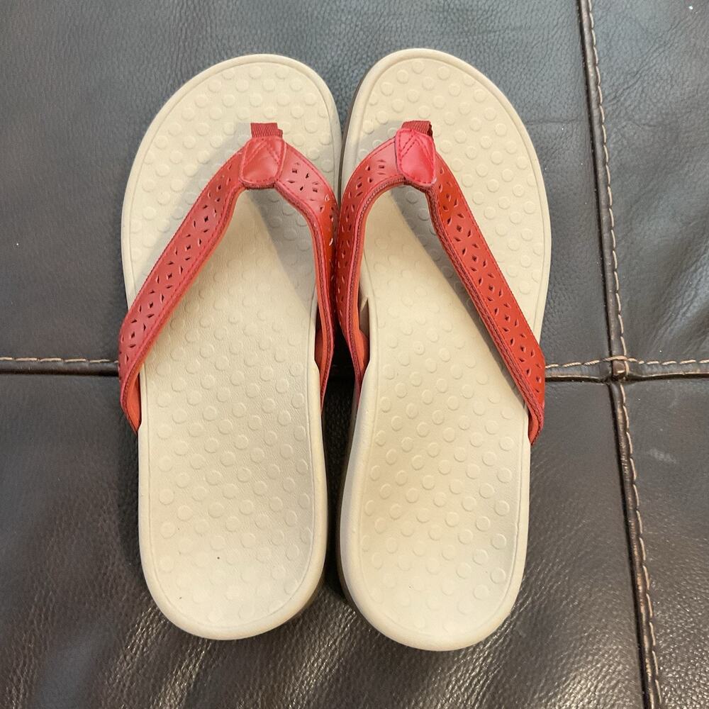 Vionic Tide Flip Flop Toe Post Red Thong Orthotic Comfort Sandal Women Size 9 - Picture 3 of 7